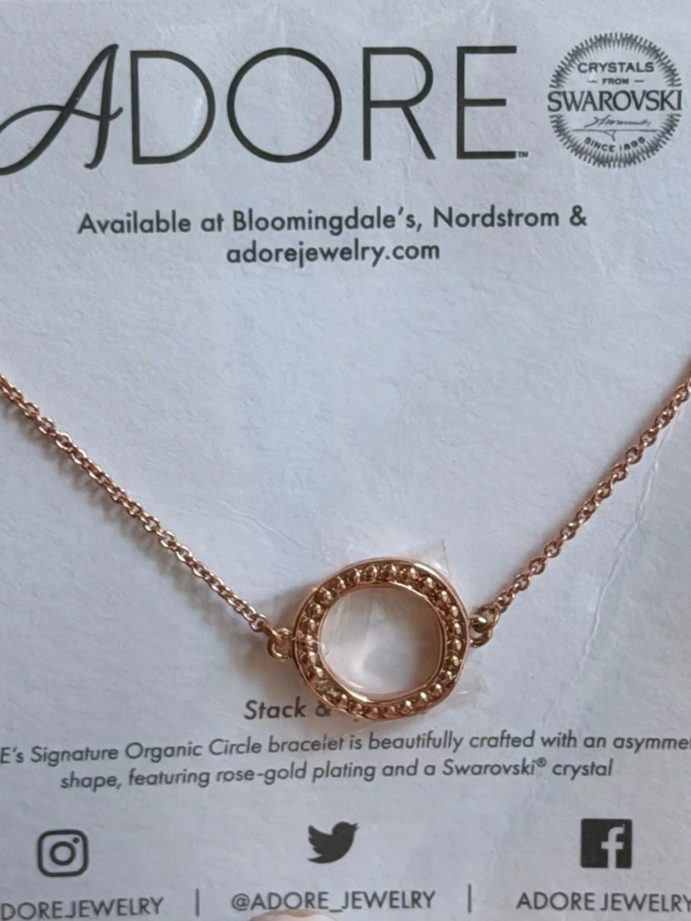 Adore Rose Gold Crystal Circle Bracelet